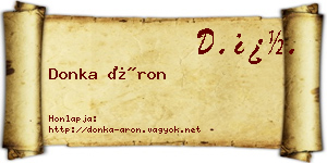 Donka Áron névjegykártya